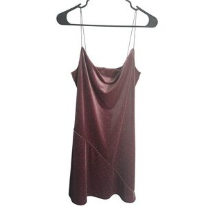 Cowl neck Sequin Burgundy Slip Dress